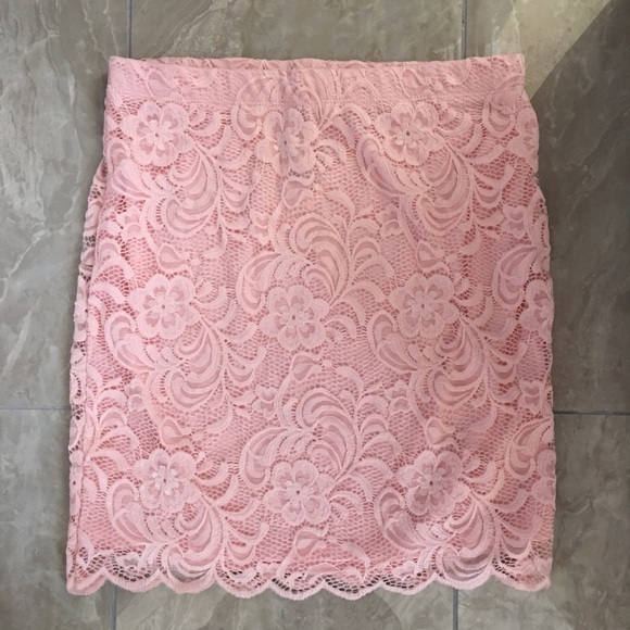 4 Pink skirts lace S M stretch mini sexy overlay - Picture 2 of 8